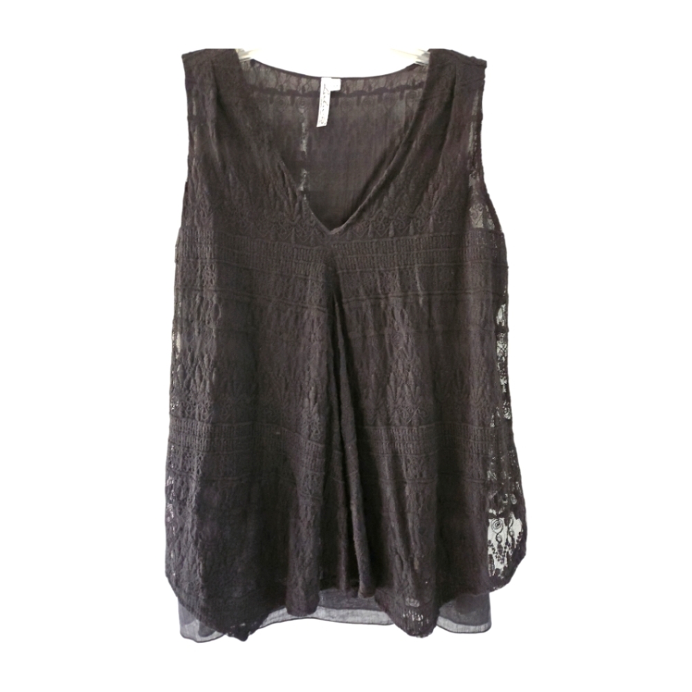 Lulu-B Lace Top Size M Black Sleeveless Lined